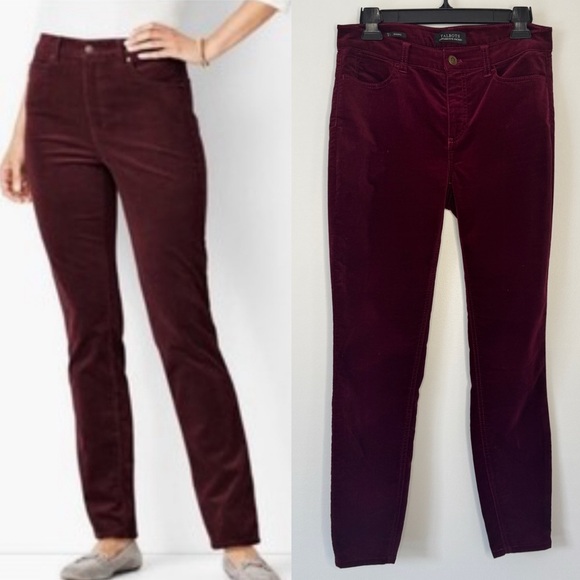 Talbots Flawless Five Pocket Corduroy Straight Leg Wine Pants Trousers Jegging 2 - Picture 1 of 15